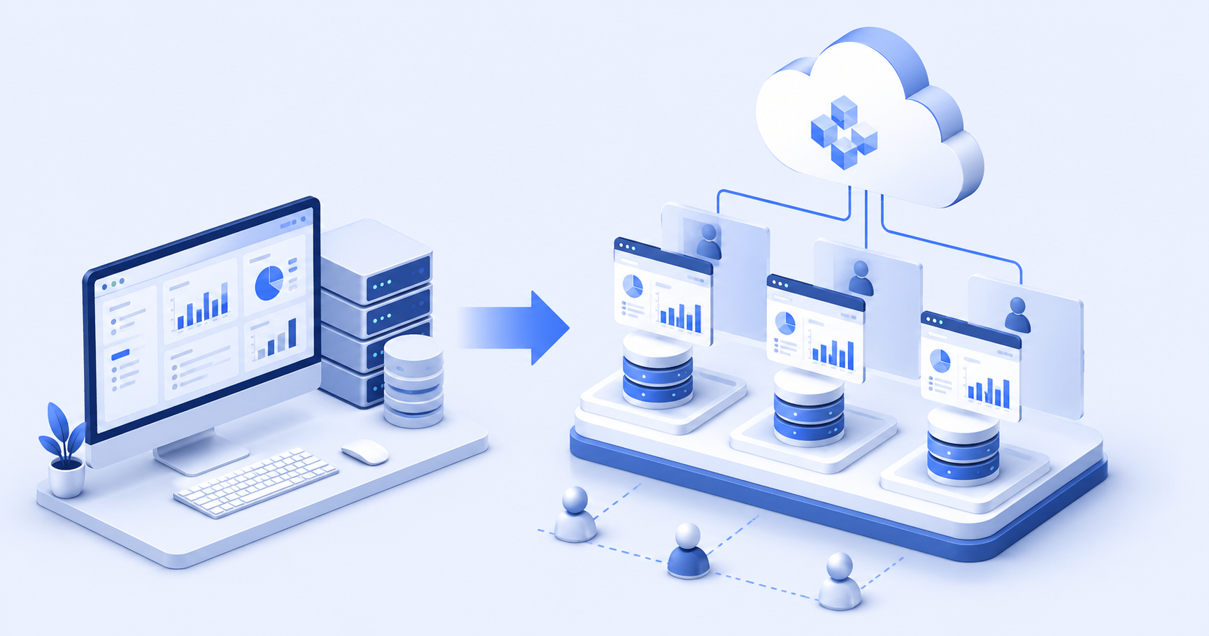 turn internal tool into saas product illustrated as a software transformation pipeline diagram